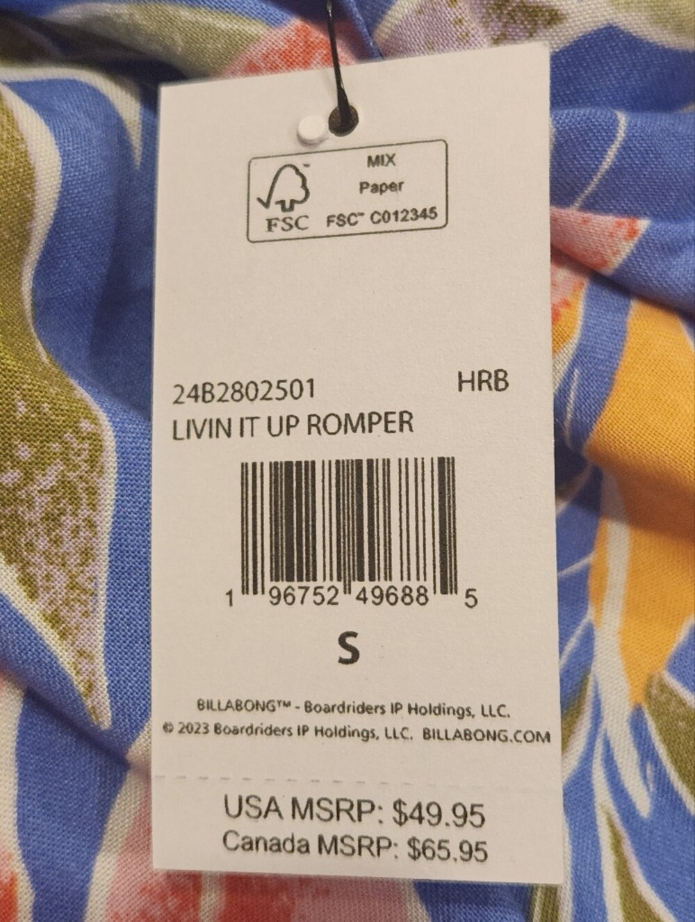 Billabong Tropical Romper Size  Small NWT - Picture 6 of 6